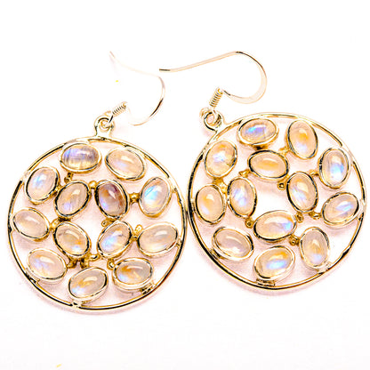Signature Rainbow Moonstone 925 Sterling Silver Earrings 1 7/8" (925 Sterling Silver) EARR431952