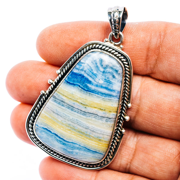 Blue Scheelite Pendant 2 1/4" (.925 Sterling Silver)