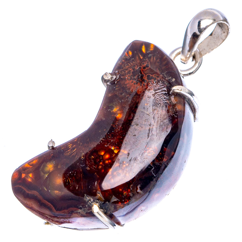 Rare Mexican Fire Agate Pendant 1 3/8" (.925 Sterling Silver)