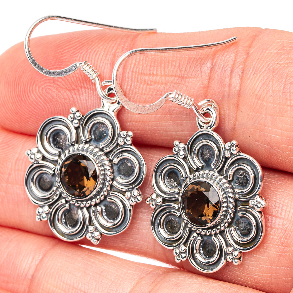 Premium Smoky Quartz Earrings 1 1/2" (925 Sterling Silver) E2705