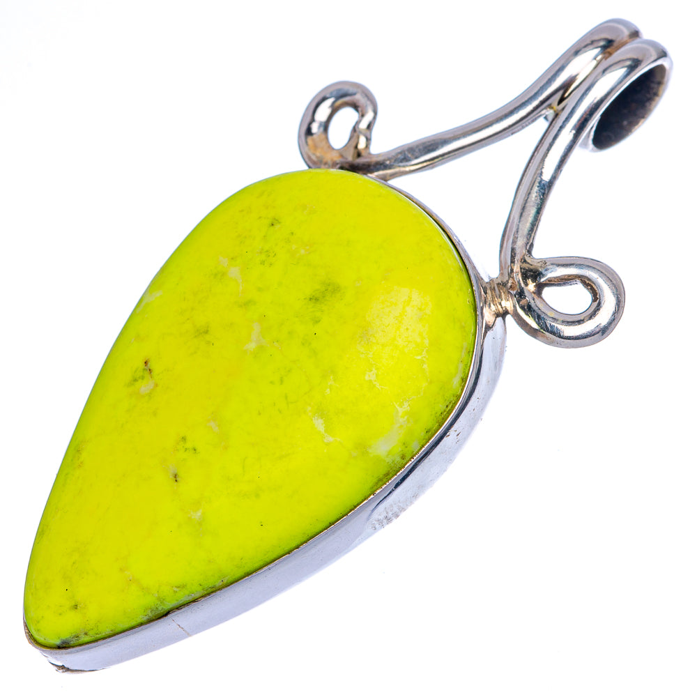 Lemon Chrysoprase Pendant 1 7/8" (925 Sterling Silver) P40088