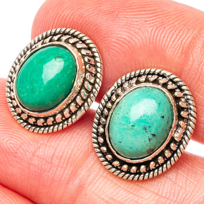 Tibetan Turquoise Earrings 5/8" (925 Sterling Silver) E1557