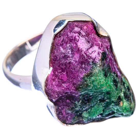 Large Raw Ruby Zoisite Ring Size 10 (925 Sterling Silver) R141622