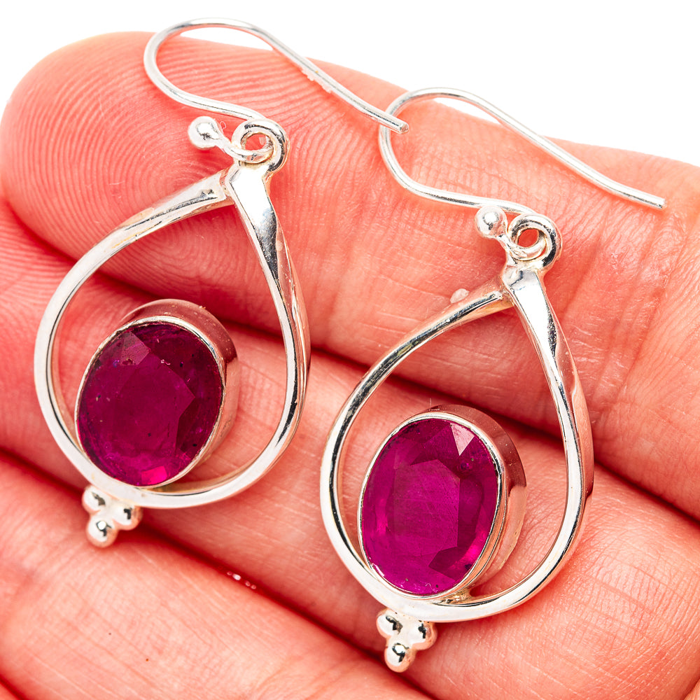 Premium 8 cttw Burmese Glass Filled Ruby Earrings 1 5/8" (.925 Sterling Silver)