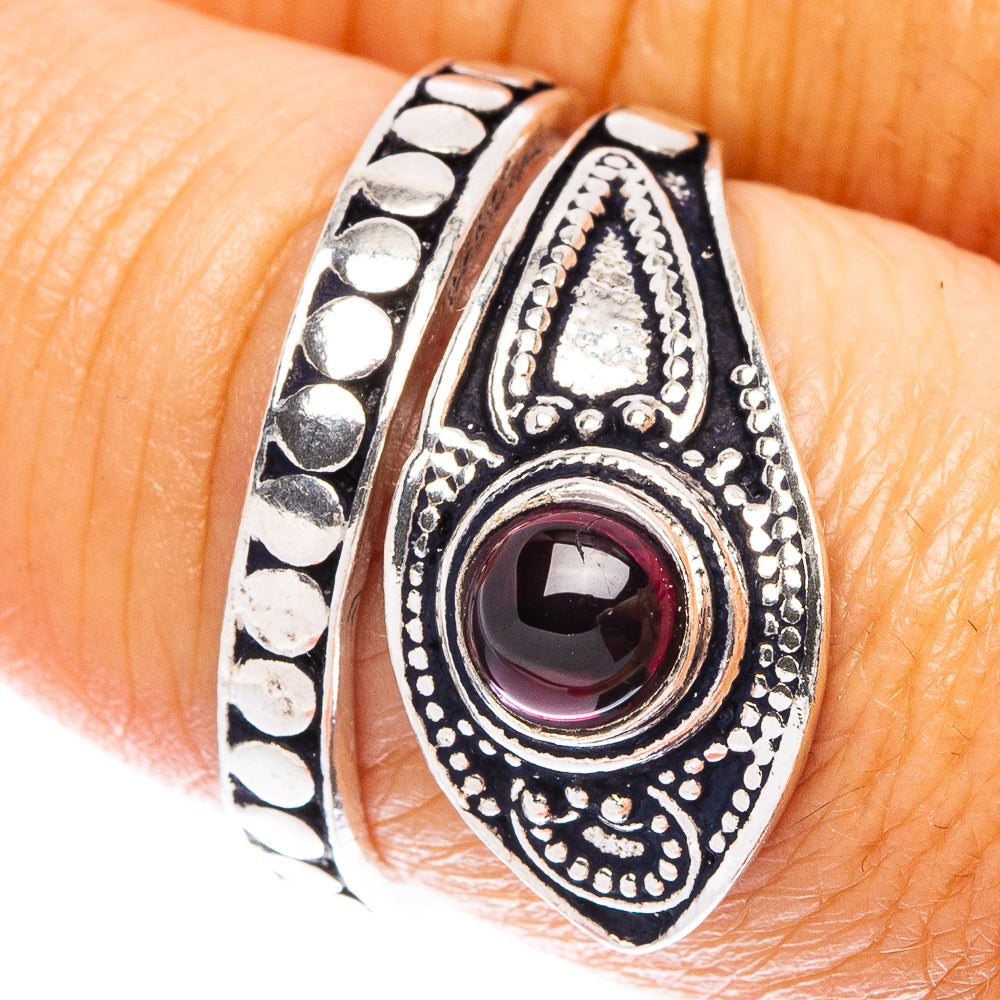 Garnet Dainty Ring Size 7 Adjustable (925 Sterling Silver) R5228