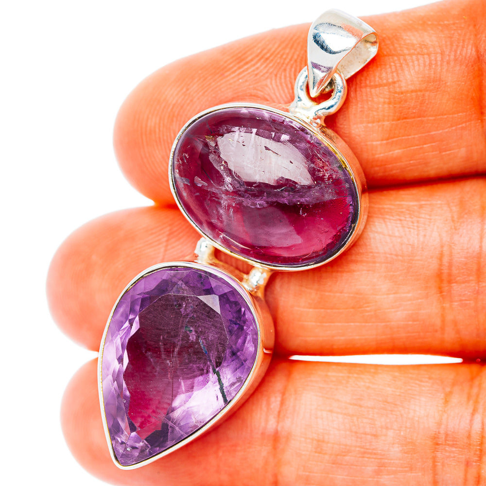 Premium Multi-Gem Amethyst Pendant 1 7/8" (.925 Sterling Silver)
