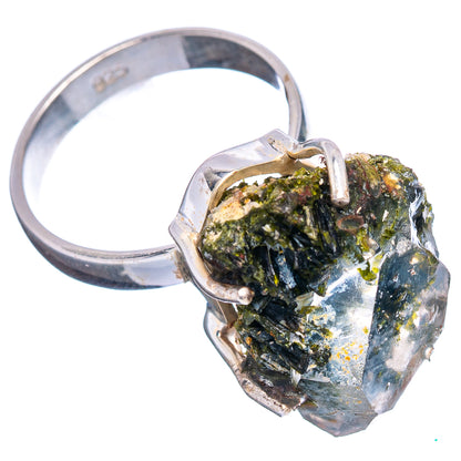 Raw Epidote Quartz Ring Size 6 (.925 Sterling Silver)