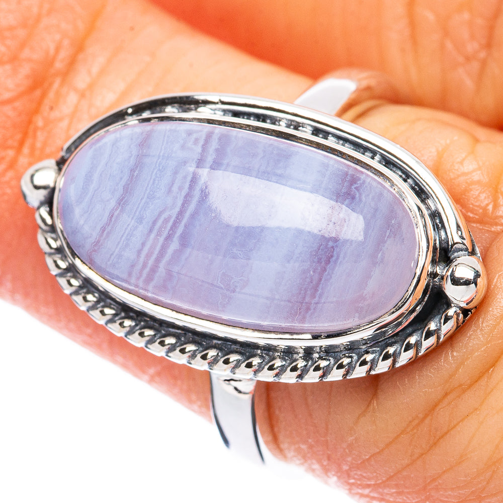 Premium Blue Lace Agate 925 Sterling Silver Ring Size 5.75 Ana Co R3523