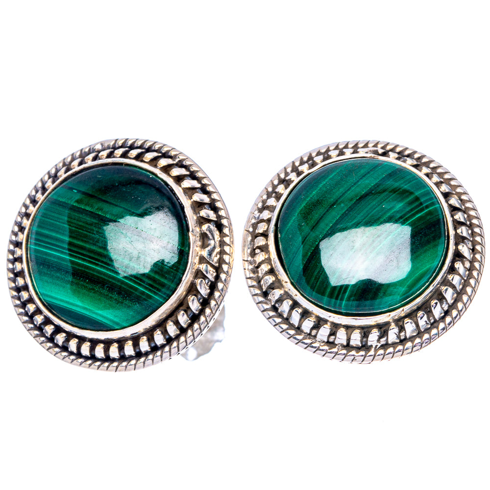 Malachite Earrings 5/8" (925 Sterling Silver) E1566