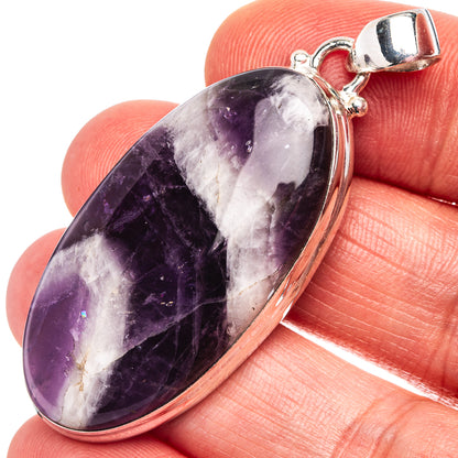 Chevron Amethyst Pendant 2" (.925 Sterling Silver)