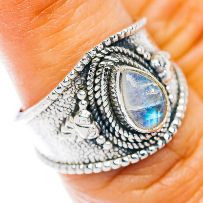 Rainbow Moonstone Cocktail Ring Size 6.25 (.925 Sterling Silver)