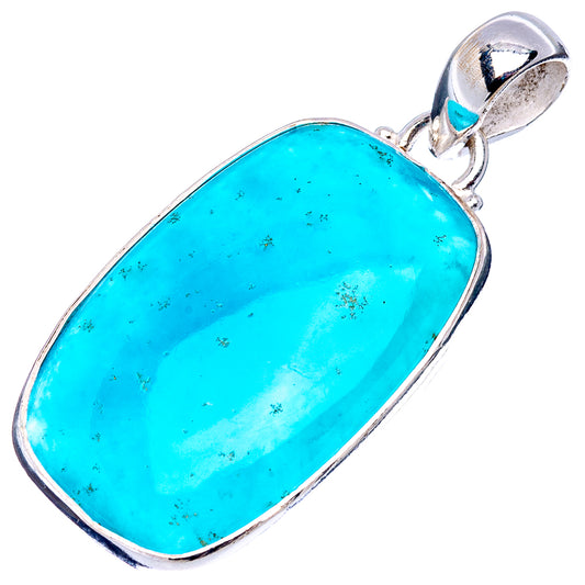 Turquoise-blue oval stone pendant with .925 sterling silver frame and top bail