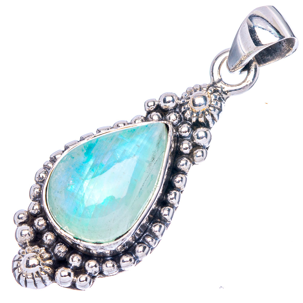 Green Moonstone Pendant 1 3/8" (925 Sterling Silver) P42397