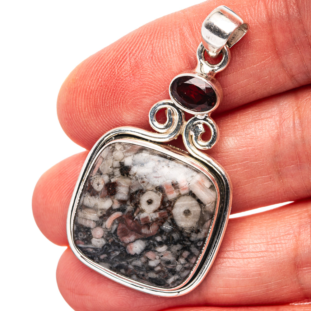 Crinoid Fossil Pendant 1 3/4" (.925 Sterling Silver)