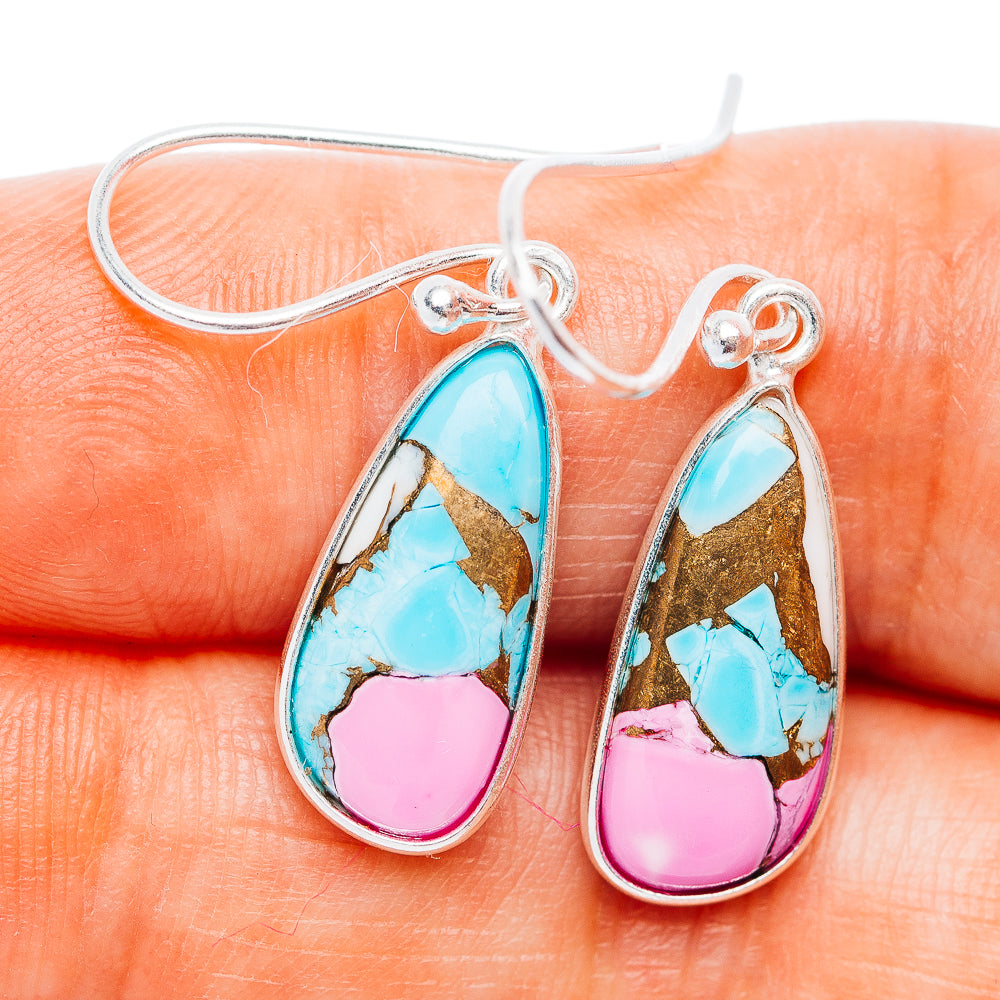 Cotton Candy Turquoise Earrings 1 3/8" (.925 Sterling Silver)