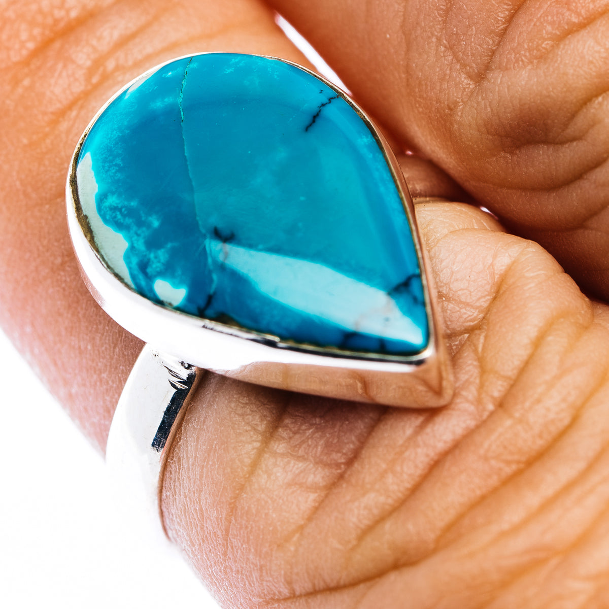 Tibetan Turquoise Ring Size 6.75 (.925 Sterling Silver)