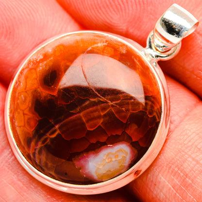 Fire Crab Agate 925 Sterling Silver Pendant 1 1/2" (925 Sterling Silver) PD38291