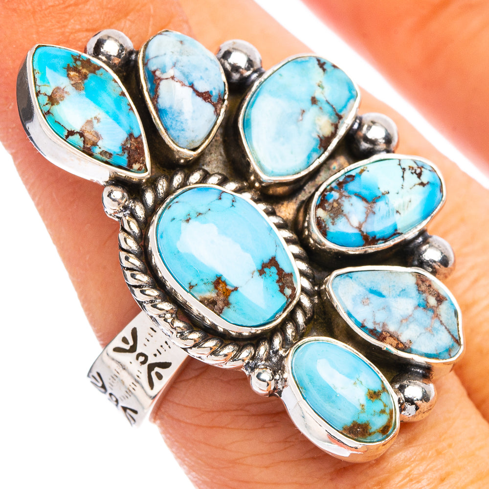 Rare Golden Hills Turquoise Ring Size 8 Adjustable (.925 Sterling Silver)