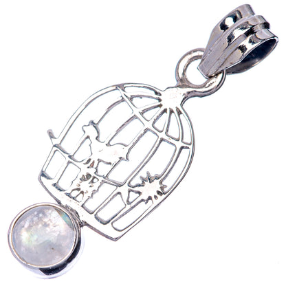 Rainbow Moonstone Dainty Pendant 1 3/8" (925 Sterling Silver) P39911