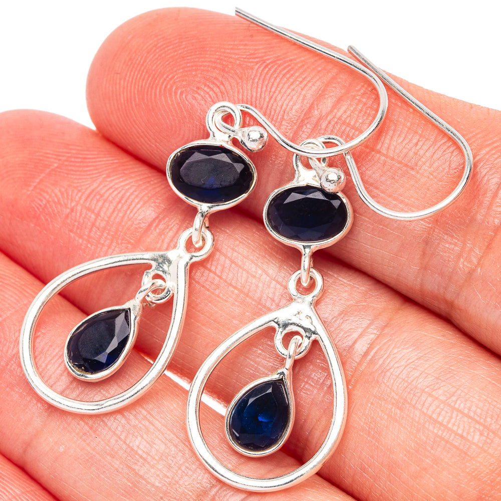 Blue Quartz Dainty Earrings 1 5/8" (925 Sterling Silver) E2064
