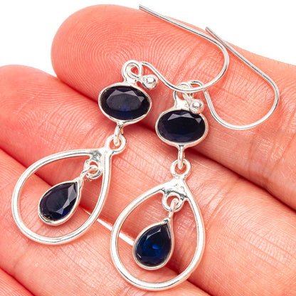 Blue Quartz Dainty Earrings 1 5/8" (925 Sterling Silver) E2064