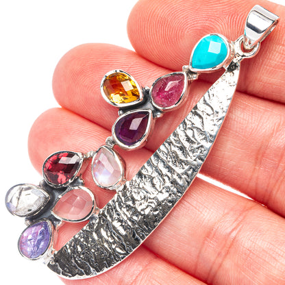 Signature Multi-Gemstone Pendant 2 3/8" (925 Sterling Silver) P44668