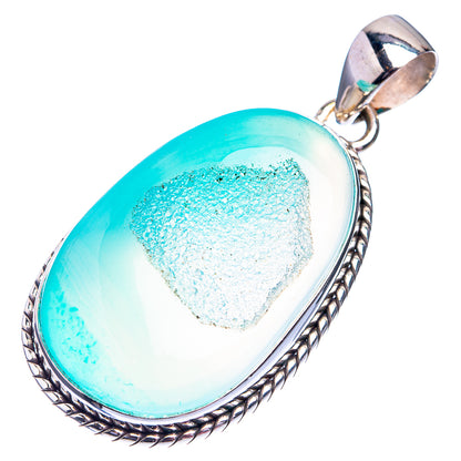 Chalcedony Druzy Pendant 1 3/4" (925 Sterling Silver) P38801