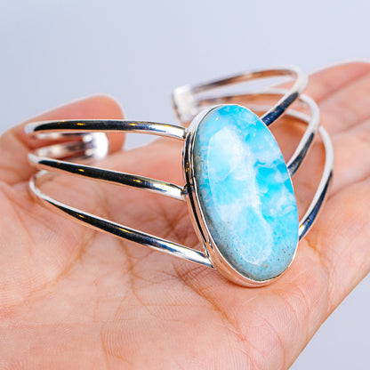 Larimar Cuff Bracelet  (.925 Sterling Silver)