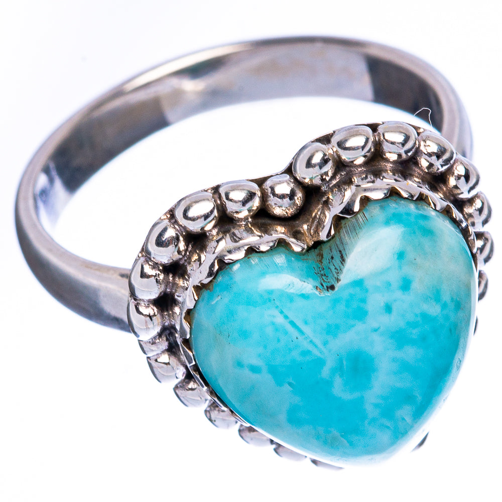 Larimar Heart Ring Size 7.25 (925 Sterling Silver) R2376