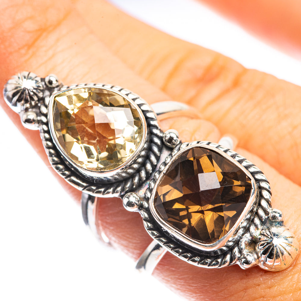 Large Smoky Quartz, Citrine Ring Size 8 (925 Sterling Silver) RING143478