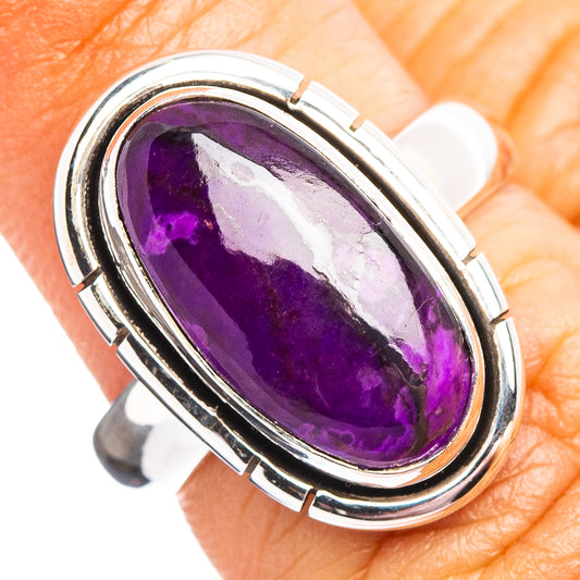 Oval purple sugilite ring with .925 sterling silver bezel setting