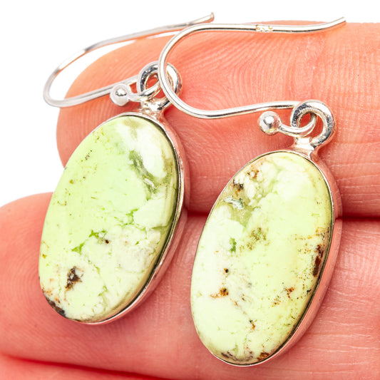 Lemon chrysoprase oval drop earrings with .925 sterling silver wire hooks