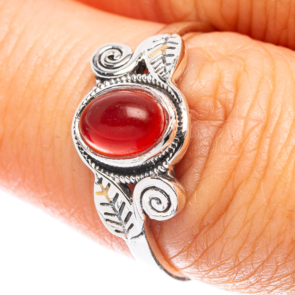 Carnelian Leaf 925 Sterling Silver Ring Size 7.75 (925 Sterling Silver) R5330
