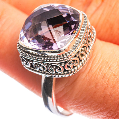 Faceted Pink Amethyst 925 Sterling Silver Ring Size 10