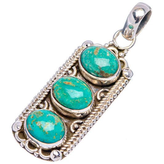 Sterling silver turquoise pendant with three oval turquoise stones and top loop