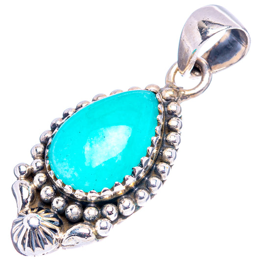 Amazonite Native Style Pendant 1 3/8" (.925 Sterling Silver)