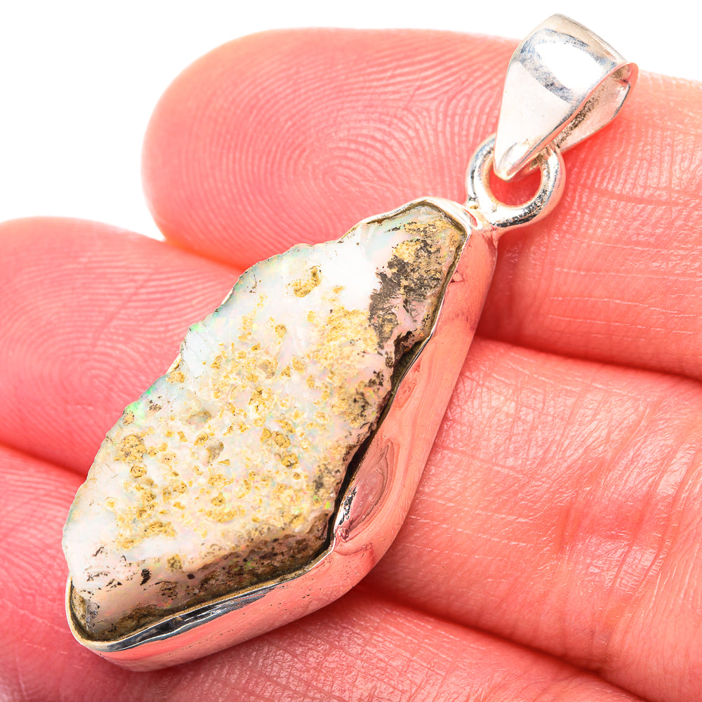 Raw Ethiopian Opal Pendant 1 5/8" (925 Sterling Silver) PD38529