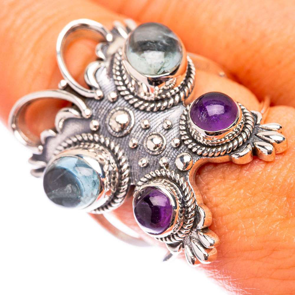 Large Aquamarine, Amethyst 925 Sterling Silver Ring Size 9 (925 Sterling Silver) RING140388