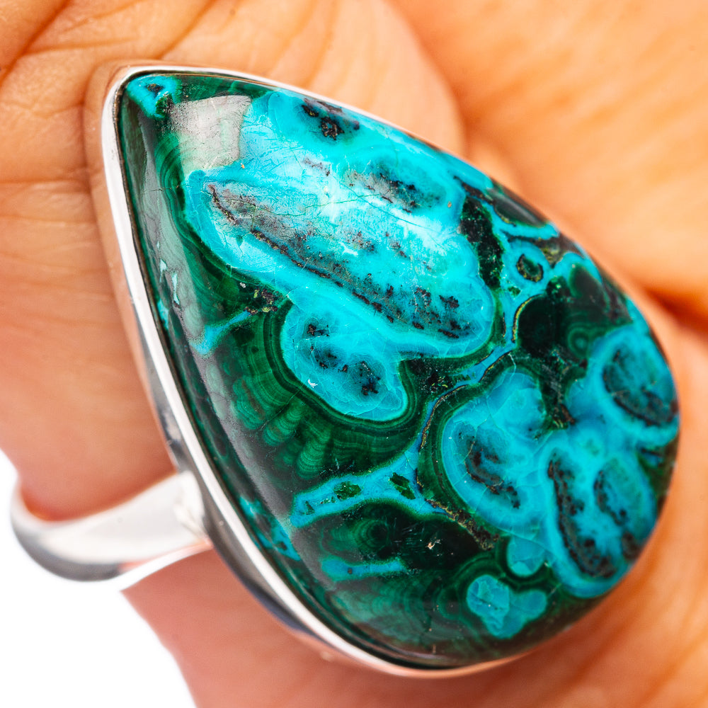 Premium Malachite In Chrysocolla Ring Size 9 (.925 Sterling Silver)