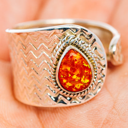Synthetic Opal Ring Size 7 Adjustable (.925 Sterling Silver)
