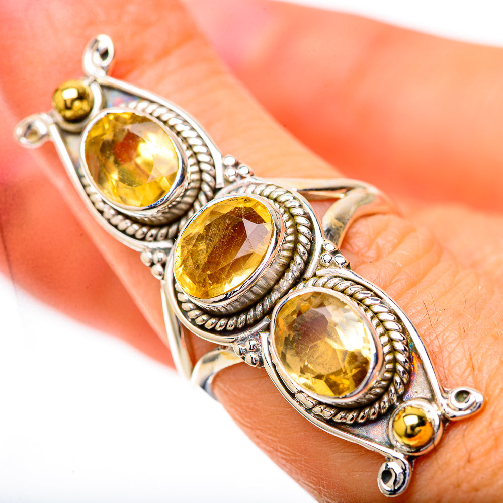 Large Faceted Citrine Ring Size 7.25 (925 Sterling Silver) RING139851