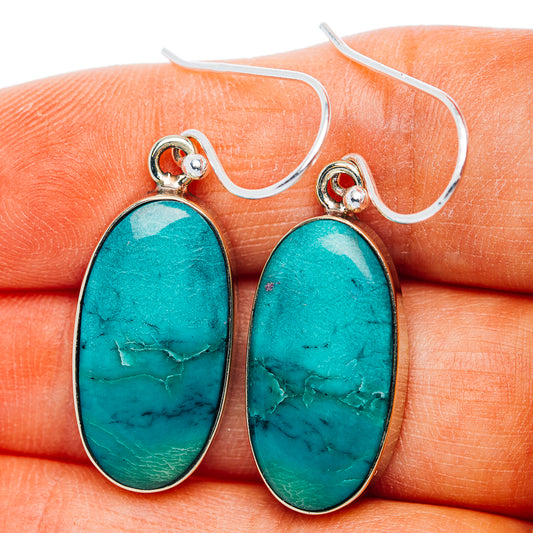 Tibetan Turquoise Earrings 1 1/2" (German Silver)