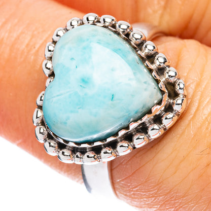 Larimar Heart Ring Size 7.25 (925 Sterling Silver) R2376