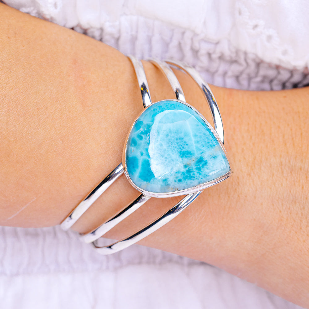Larimar Cuff Bracelet  (.925 Sterling Silver)