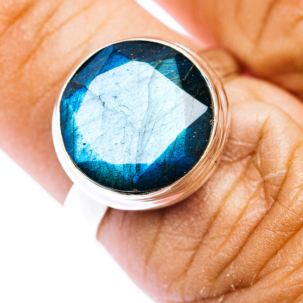 Faceted Labradorite Ring Size 6.75 (.925 Sterling Silver)