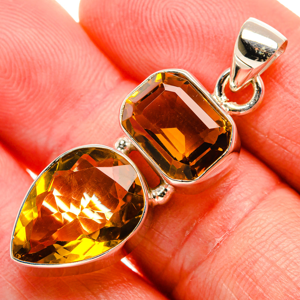 Faceted Citrine Pendant 1 5/8" (925 Sterling Silver) PD38234