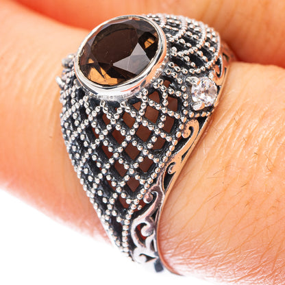 Smoky Quartz Ring Size 8.5 (925 Sterling Silver) R3105