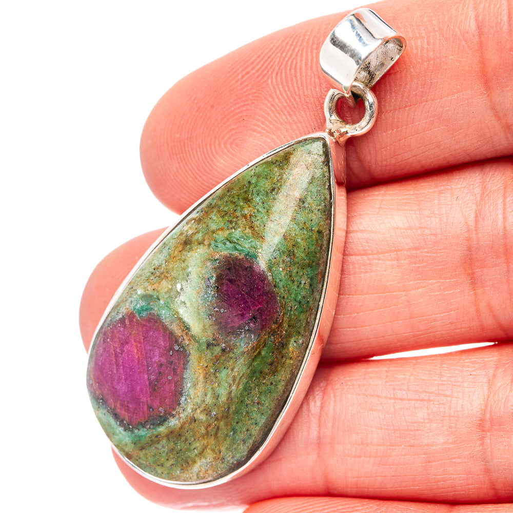 Premium Ruby in Fuchsite Pendant 1 7/8" (.925 Sterling Silver)