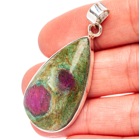 Premium Ruby in Fuchsite Pendant 1 7/8" (.925 Sterling Silver)