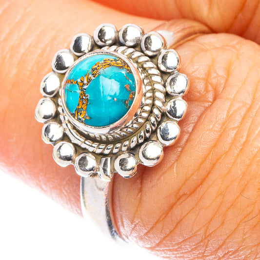Blue Copper Composite Turquoise Ring Size 7 (925 Sterling Silver) R7108